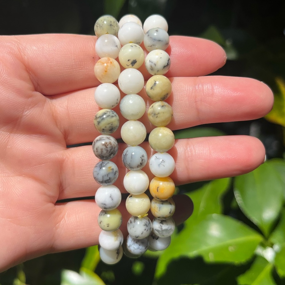 8mm‎ stretchable dendritic opal bracelet